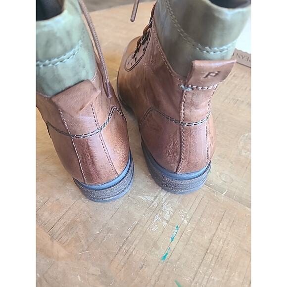 Josef Seibel Women's Sanja 09 Leather Combat Ankle Boot Cognac Brown Green EU 41 - Picture 6 of 12